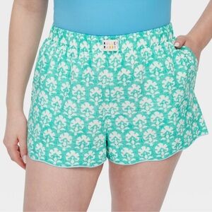 Roller Rabbit Turquoise & White Damask Lounge Shorts